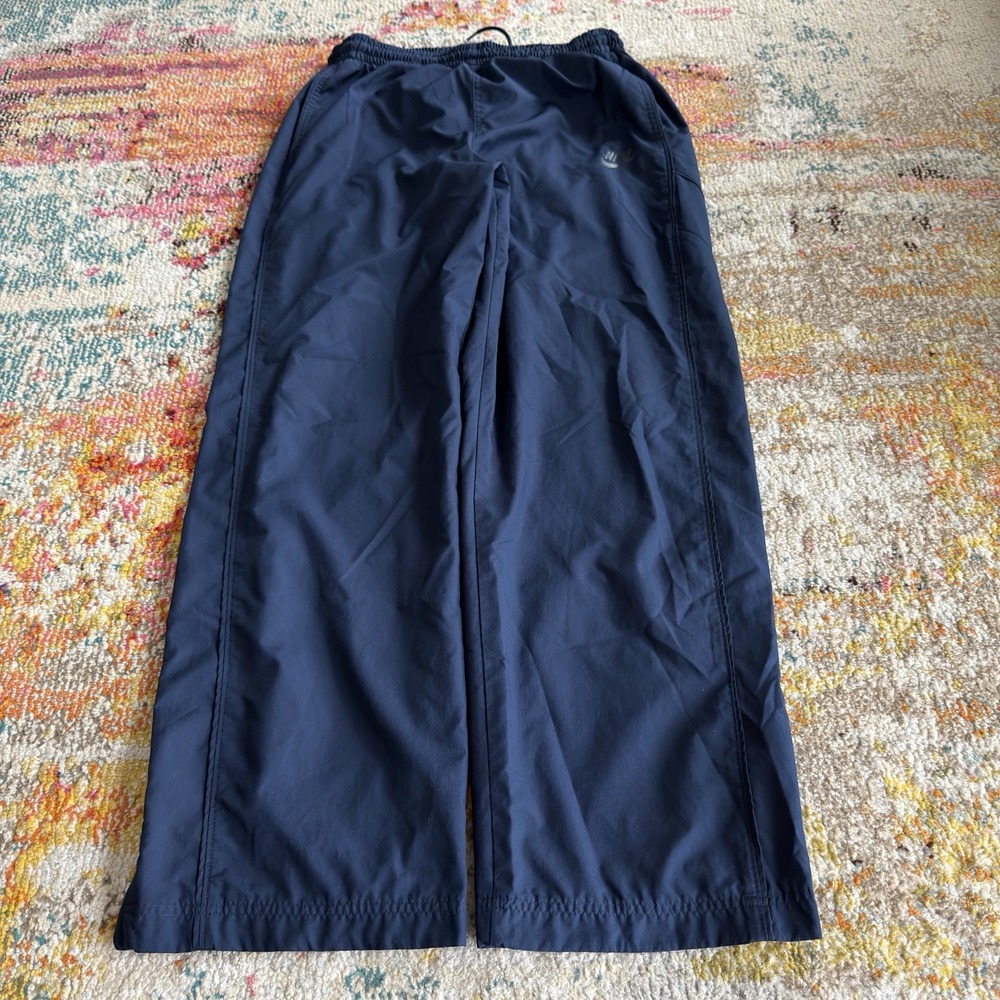 Y2K Nike Sportswear Mens Track Pants Dark Navy Blue Mesh Lined Zip Hem Large